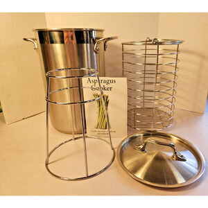 Specialty All-Clad Asparagus Steamer Pot Stainless Steel W/ Basket & Lid RETIRED